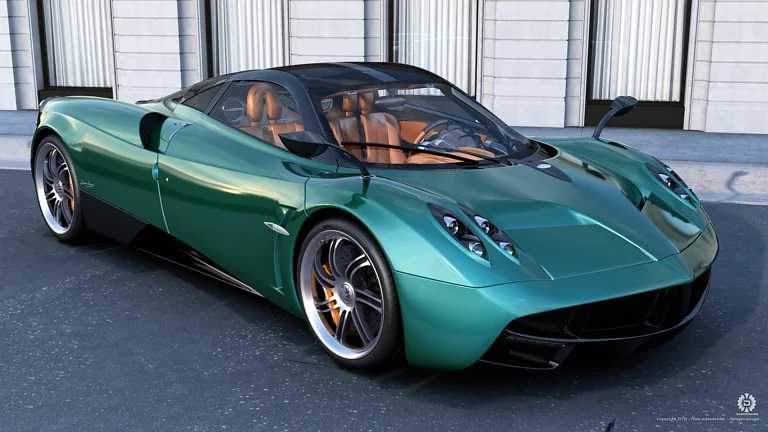 an emerald-green pagani huayra against the backdrop of a classic building, pagani huayra, cars, automobiles, discs, wheels, pagani, sports cars, supercars, hypercars, auto, vehicles