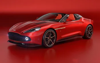 красный aston martin vanquish zagato volante в студийном свете, aston martin vanquish zagato volante, aston martin, астон мартин, диски, колеса, кабриолеты, машины, автомобили, спорткары, фары, авто
