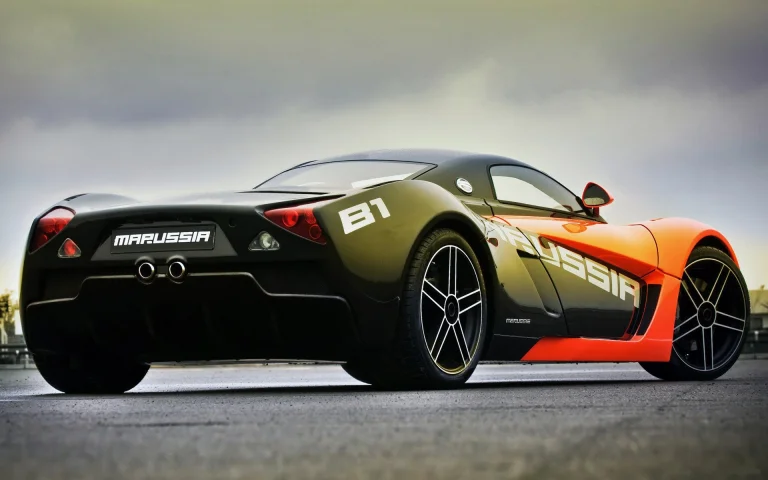 a marussia b1 sports car on the asphalt under a cloudy sky, marussia b1, cars, automobiles, discs, wheels, marussia, roads, highways, motorways, avenues, driveways, passageways, sports cars, supercars, hypercars, auto, vehicles