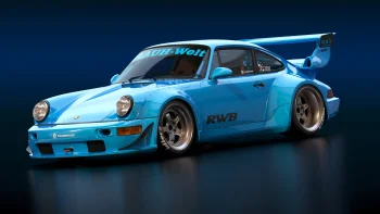 Ярко-голубой Porsche 911 в тюнинге Rauh-Welt Begriff