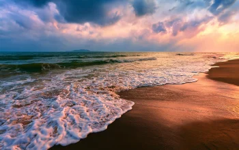A golden sunset over the coast