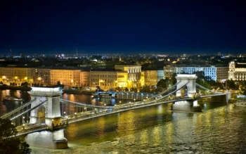 The Lights of Budapest at Night and the Széchenyi Chain Bridge