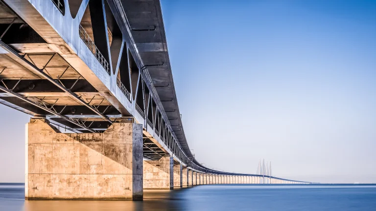 the øresund bridge connects denmark and sweden, the aalborg-eresund bridge, denmark, sweden, bridges, engineering marvel, engineering structures, sea, sky, architecture, world