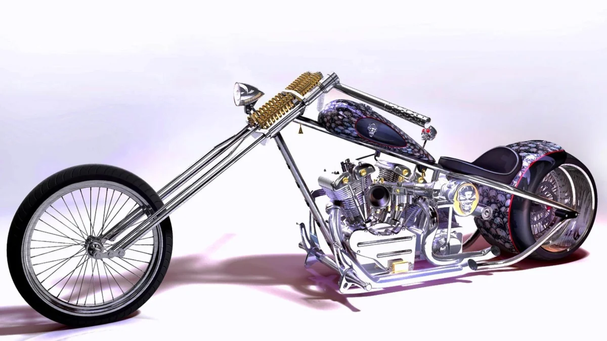 Custom chopper with chrome accents