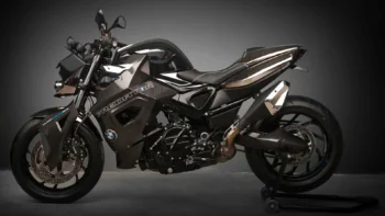 A Custom BMW F800R Predator Under Studio Lighting