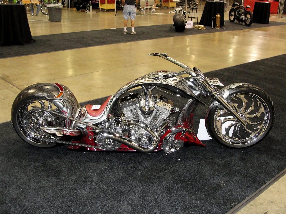 Custom chopper with chrome accents