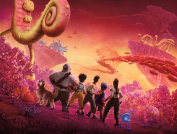 The Cled family and their dog, Legend, explore fantastical lands