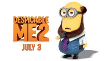 A bearded Minion on a promotional poster for "Despicable Me 2"