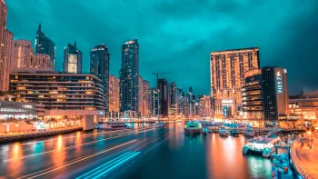 The Lights of the Skyscrapers in Dubai Marina