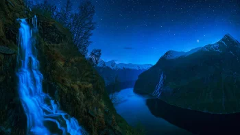 geirangerfjord and the seven sisters waterfall, norway, bays, coves, straits, fjords, landscapes, mountains, peaks, hills, waterfalls, nature, world