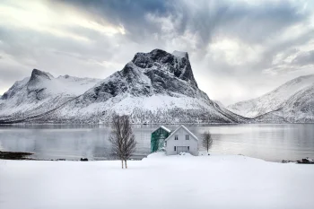 mount okshtinde and the fjord in norway, mount okshtinde, norway, bays, coves, straits, fjords, landscapes, mountains, peaks, hills, nature, world