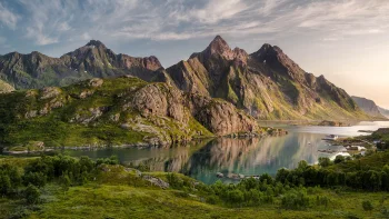 the mountains of the lofoten islands in norway, lofoten islands, norway, bays, coves, straits, fjords, cliffs, islands, landscapes, lofoten, mountains, peaks, hills, nature, world