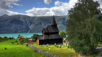 a shelter in urnes, norway, urnes, bays, coves, straits, fjords, landscapes, mountains, peaks, hills, nature, world
