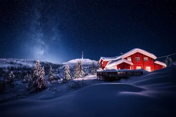 the milky way over mount ulriken, norway, landscapes, milky way, mountains, peaks, hills, nature, world