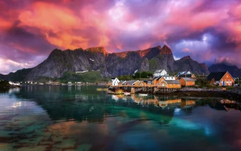 rorbu on the rhine, norway, bays, coves, straits, fjords, landscapes, mountains, peaks, hills, nature, world