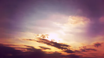 A crimson sunset with a golden glow