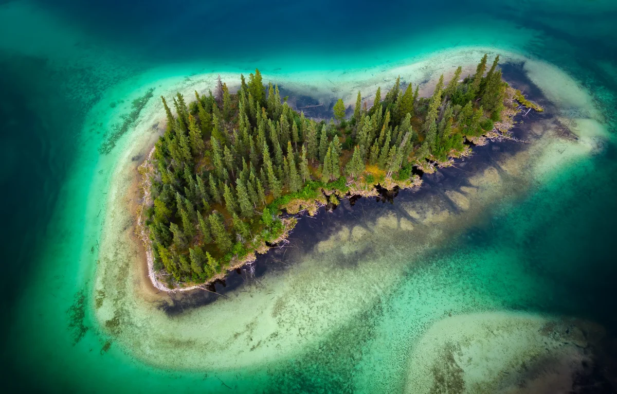 An island in Castle Lake, Canada