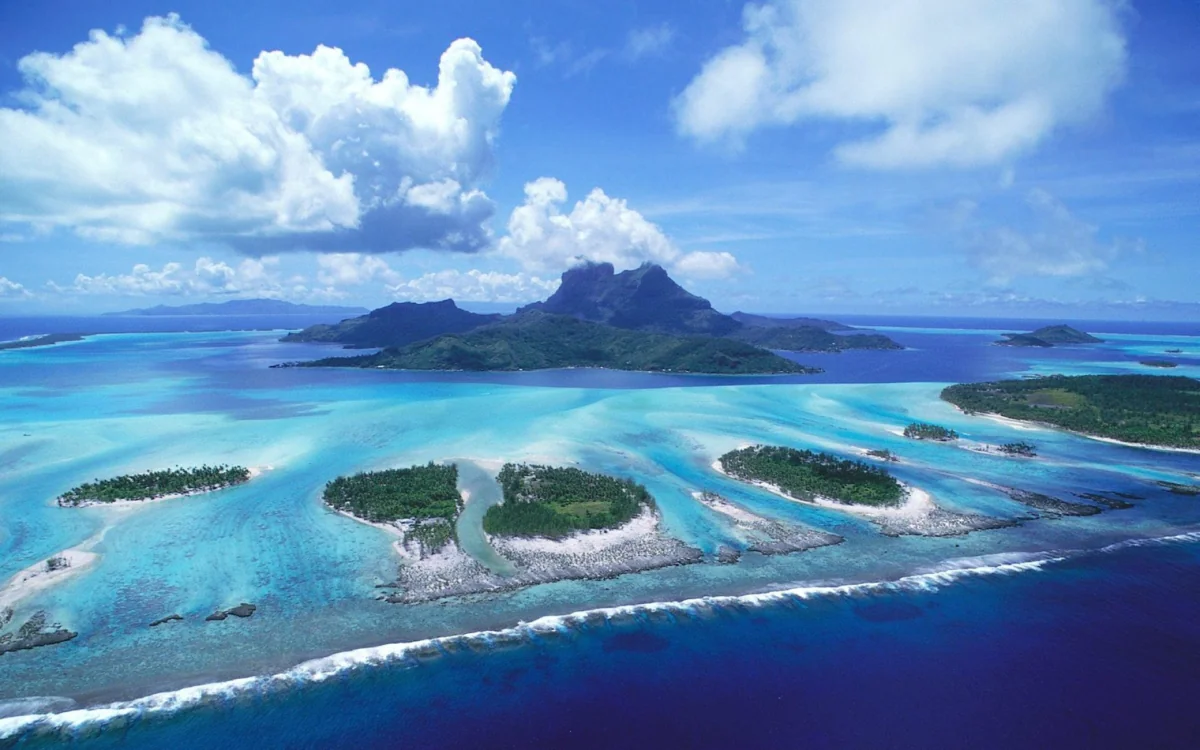 A bird's-eye view of the Bora Bora lagoon