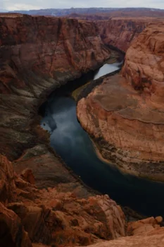 The winding course of the Colorado River deep within Glen Canyon in the United States