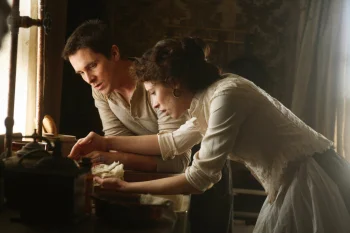 christian bale and scarlett johansson in a scene from the movie "the prestige", christian bale and rebecca hall, characters, actors, christian bale, cinema, men, prestige, rebecca hall, women, movies