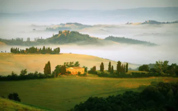 Morning fog over the hills of Tuscany
