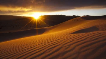 the golden sands of death valley at sunset, clouds, deserts, dunes, sand dunes, landscapes, sand, sands, sun, sun rays, sunlight, rays, sunsets, sunset, nature, world