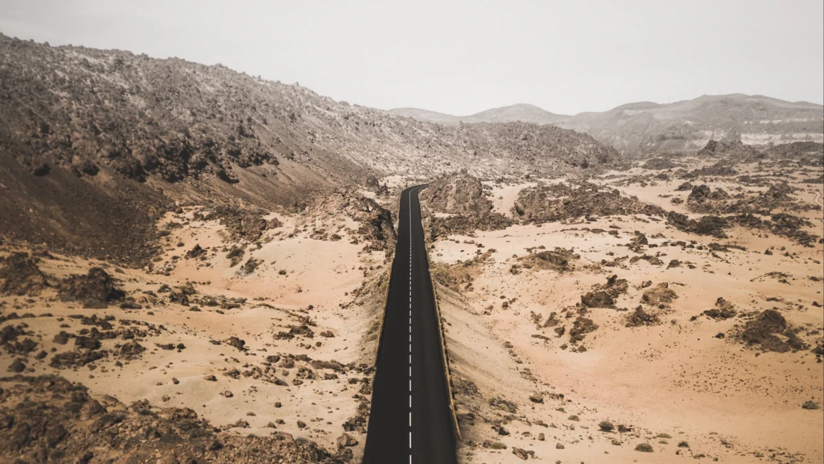 An endless road through Tenerife's volcanic landscape