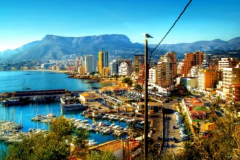 A sunny view of the Calpe coastline and Mount Ifach