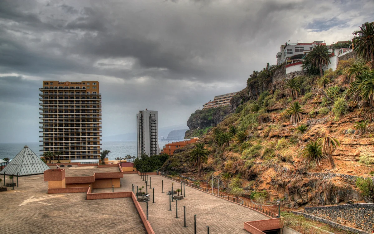 The San Felipe Hotel against the backdrop of Tenerife's rocky coastline