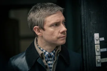 martin freeman as dr. watson at the door of 221b, martin freeman, characters, actors, men, sherlock, tv shows, movies, cinema