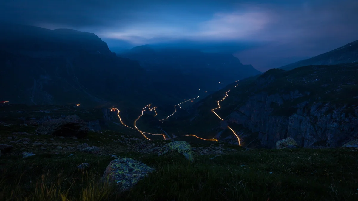 The winding road of the St. Gotthard Pass in Switzerland