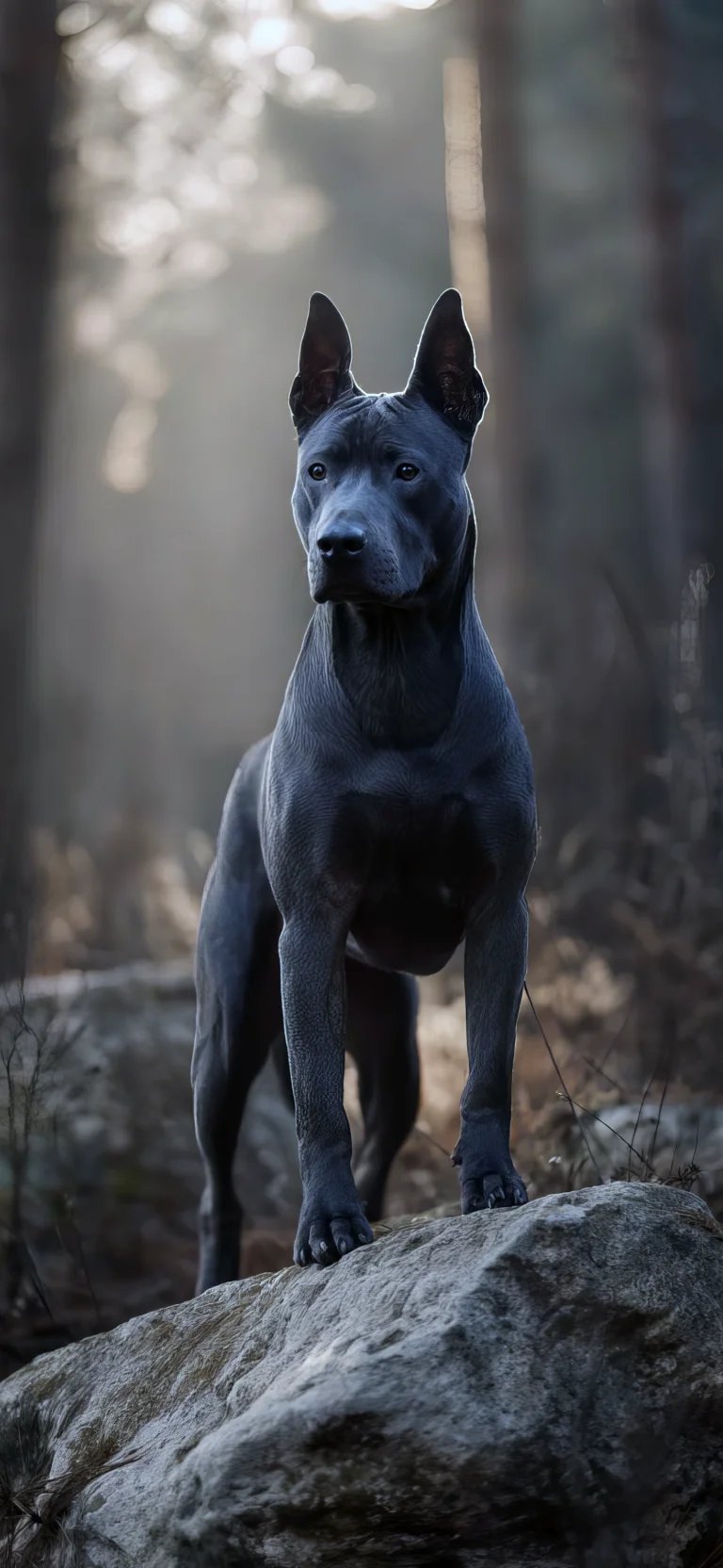 a thai ridgeback in the morning light in the forest, thai ridgeback, dogs, forest, forests, look, views, glance, animals, fauna