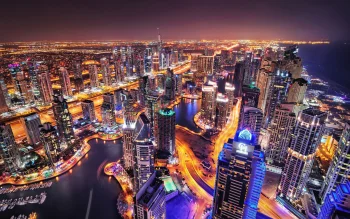 Огни Dubai Marina в ОАЭ