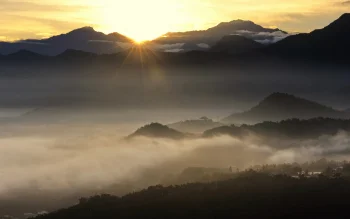 golden rays of sunlight over taiwan's mountain ranges, fog, landscapes, morning, mountains, peaks, hills, sunrises, dawn, taiwan, valleys, nature, world