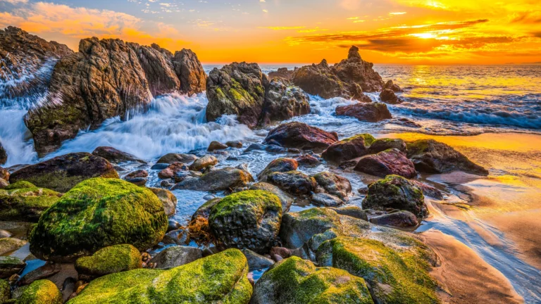 Sunset on the rocky California coast