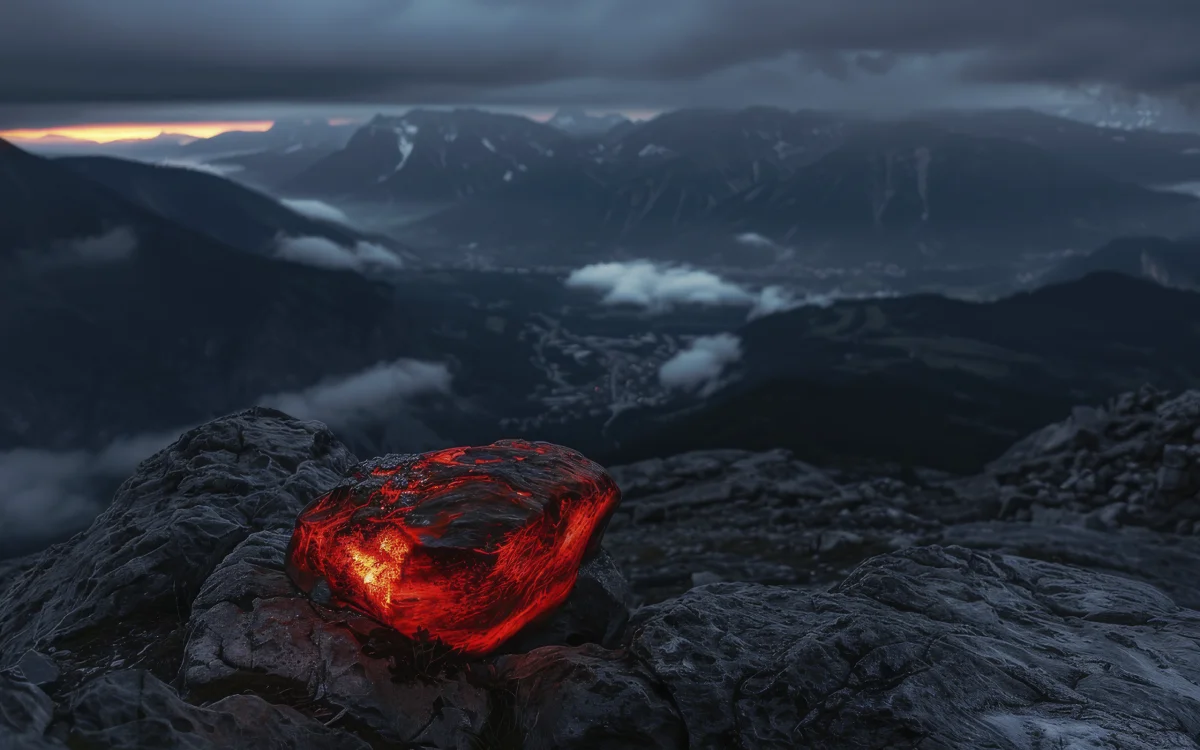 A red-hot rock at the summit of the Alps