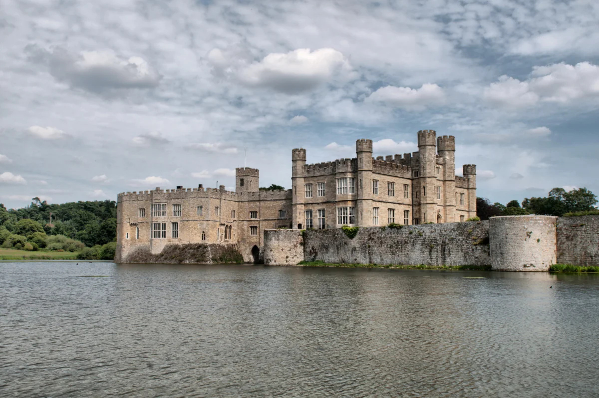 Leeds Castle, surrounded by water in the English county of Kent