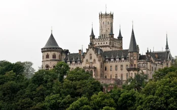 A foggy morning at the walls of Marienburg Castle in Germany