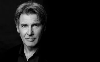 Harrison Ford in dramatic black-and-white lighting