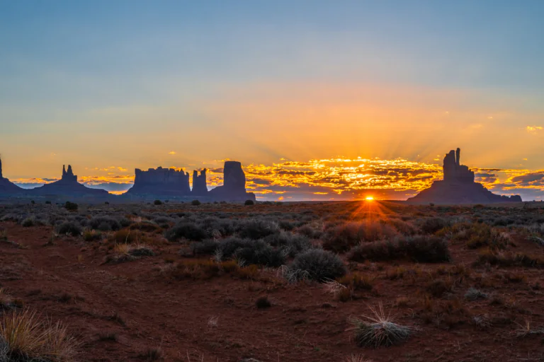 Sunset over the Valley of Monuments in the U.S.