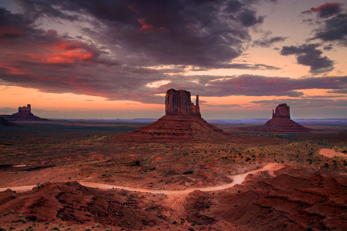 Sunset over the Valley of Monuments in the U.S.