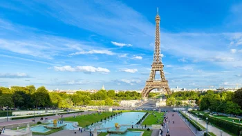 view of the eiffel tower from the champ de mars, eiffel tower, france, monuments, paris, architecture, world