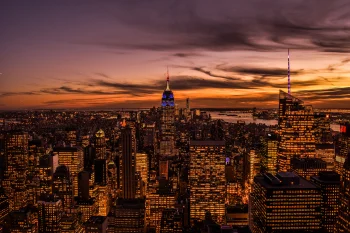 the lights of new york at night, as seen from the empire state building, cities, city, cityscape, cityscapes, landscapes, megacities, new york, night lights, lights, streetlights, street lamps, lighting, night, skyscrapers, sunsets, sunset, usa, united states, architecture