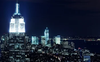 the lights of manhattan at night from the empire state building, cities, city, cityscape, cityscapes, megacities, new york, night lights, lights, streetlights, street lamps, lighting, night, skyscrapers, usa, united states, architecture