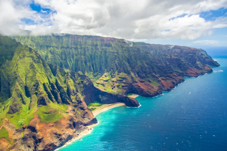The green cliffs of the Na Pali Coast in Hawaii
