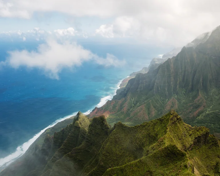 The green cliffs of the Na Pali Coast in Hawaii