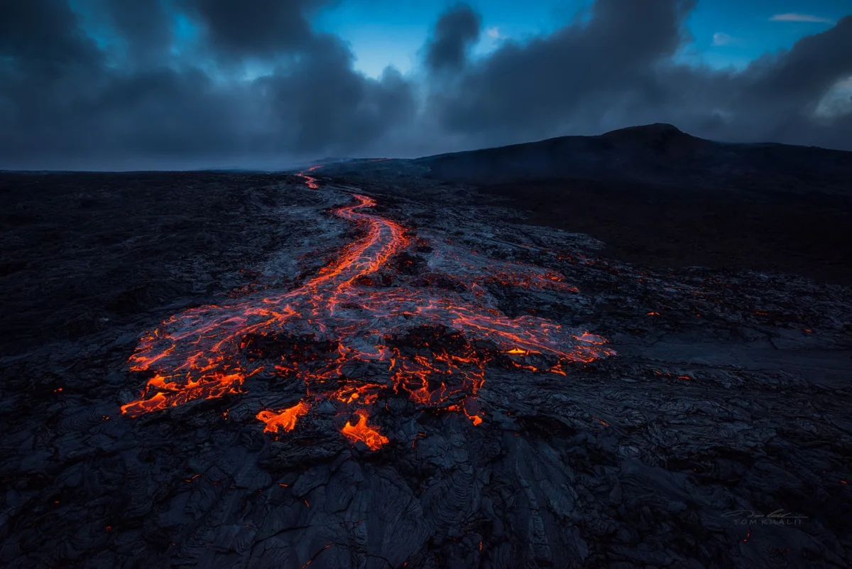 Lava flows from Kilauea Volcano in Hawaii