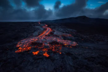 Lava flows from Kilauea Volcano in Hawaii