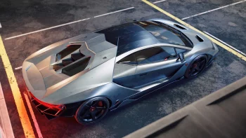 Серый Lamborghini Sesto Elemento на пустой парковке