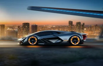 Lamborghini Terzo Millennio на фоне огней вечернего города